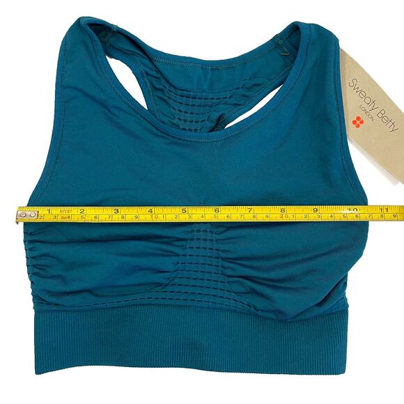 Sweaty Betty Stamina Sports Bra Sz XS 0 2 New $40 Blue Green Seamless Med Impact - Picture 9 of 11